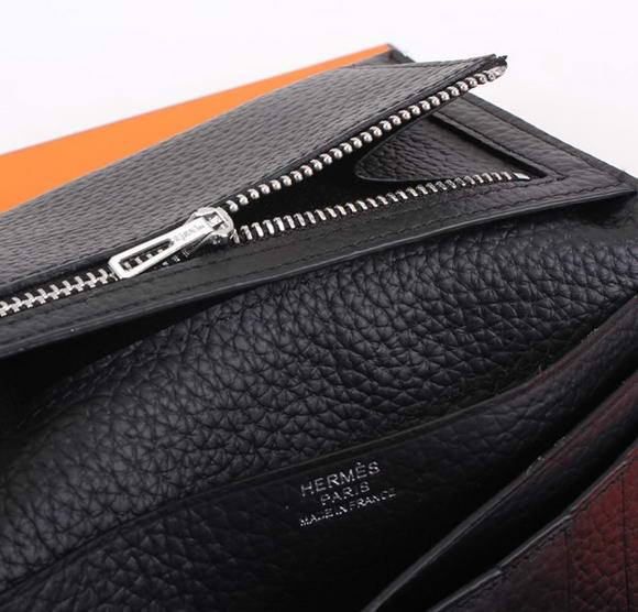 Cheap Fake Hermes Bearn Japonaise Tri-Fold Wallet A308 Black - Click Image to Close